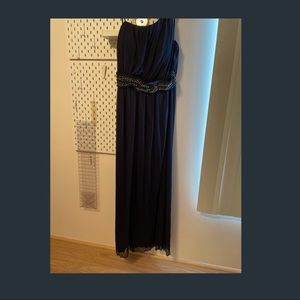 Size 16 Navy One Shoulder Prom Dress